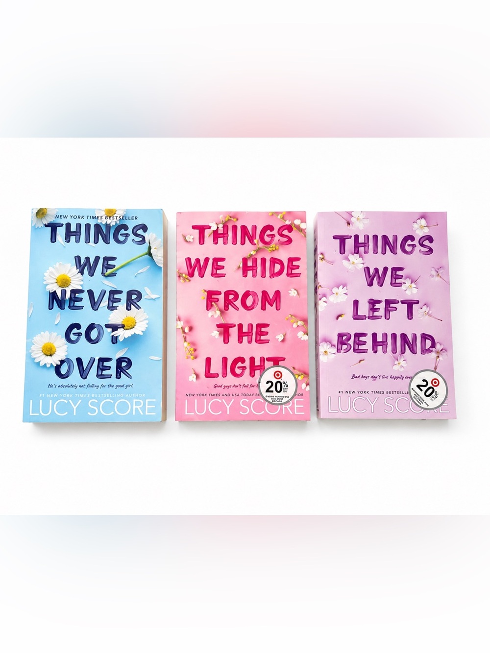 Set of 3 Lucy Score Paperback Romance Novels - Blue & Pink Covers